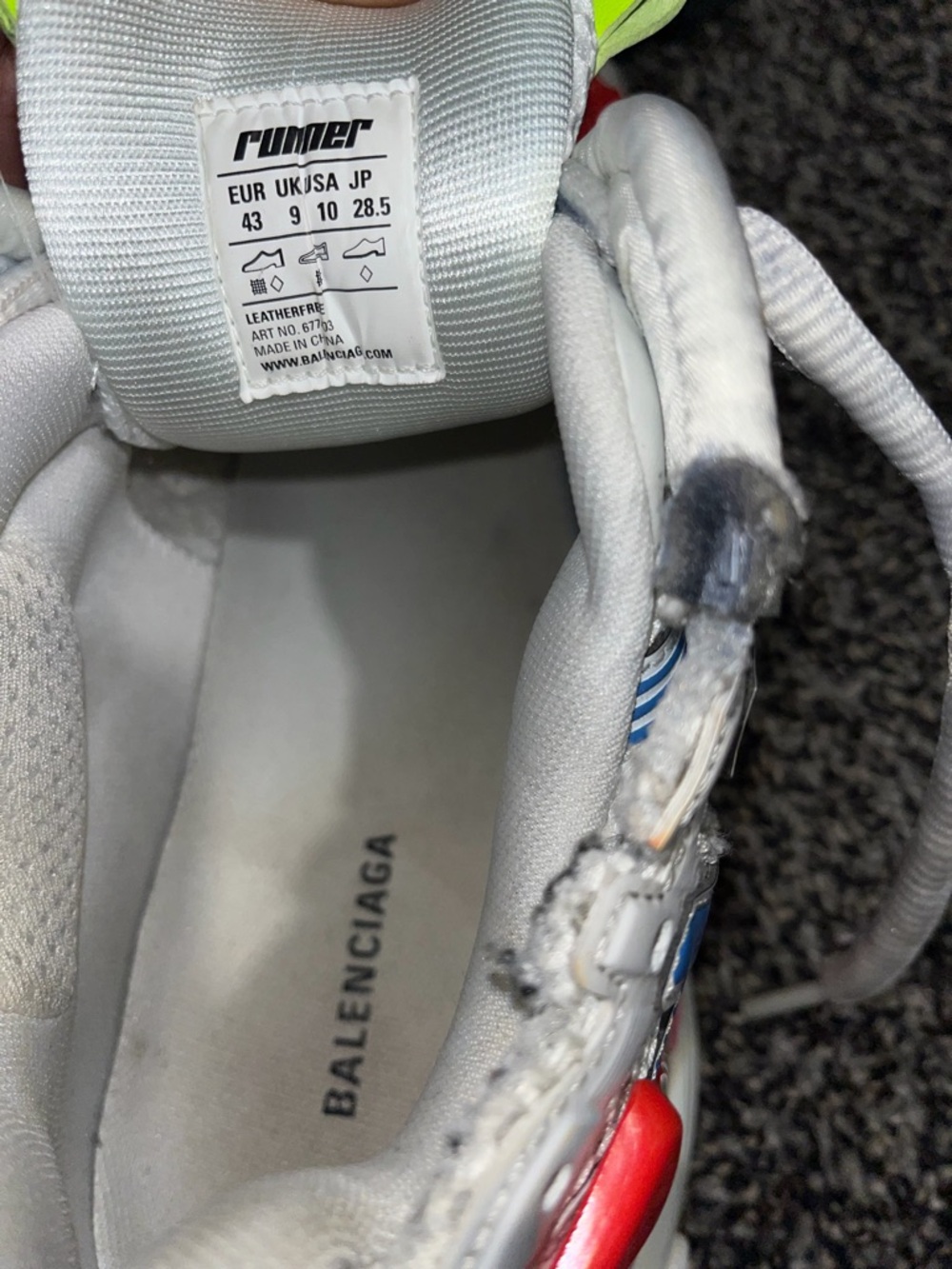 Balenciaga Kids White Red Pink Blue Neon Yellow Triple-S Style Sneakers - Picture 9 of 9